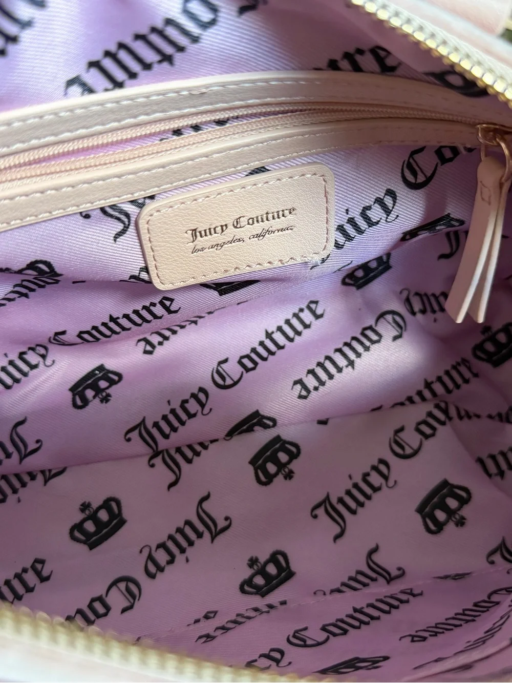 Juicy Couture Pink Cherry Charm Embroidered Small Satchel Handbag Purse